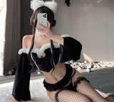 Christmas Party Erotic Lingeries Set Women Maid Cosplay Xmas Waitress Servant Costume Crotchless Sexy Bunny Girl Fancy Dress