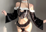 Christmas Party Erotic Lingeries Set Women Maid Cosplay Xmas Waitress Servant Costume Crotchless Sexy Bunny Girl Fancy Dress