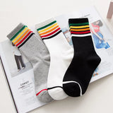 Women Socks Cotton skateboard Cute Women's Long Socks Candy Color Rainbow Striped Socks Sporty Meias Woman Vintage Harajuku Sock