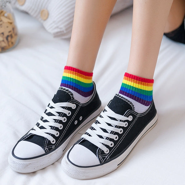 Popular Online Rainbow Women's Ins Summer Candy-Colored Socks