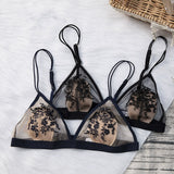 French Underwear Women's No Steel Ring Sexy Bra Embroidery Lace Thin Small Breast Bra Set