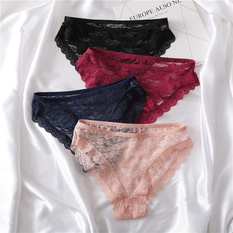 New Women Sexy Underwear Briefs Mesh Lace Panties